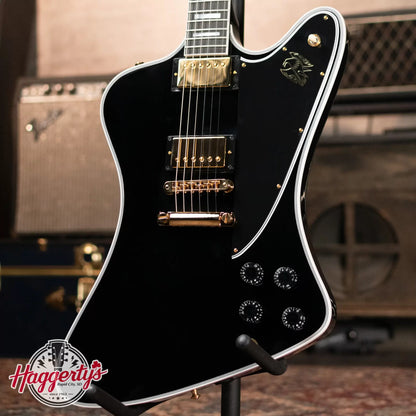 Gibson Firebird Custom Shop, Ebony Fingerboard Electric Guitar - Gloss Ebony with Hardshell Case - Floor Model