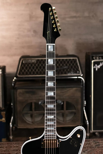 Gibson Firebird Custom Shop, Ebony Fingerboard Electric Guitar - Gloss Ebony with Hardshell Case - Floor Model