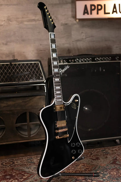 Gibson Firebird Custom Shop, Ebony Fingerboard Electric Guitar - Gloss Ebony with Hardshell Case - Floor Model
