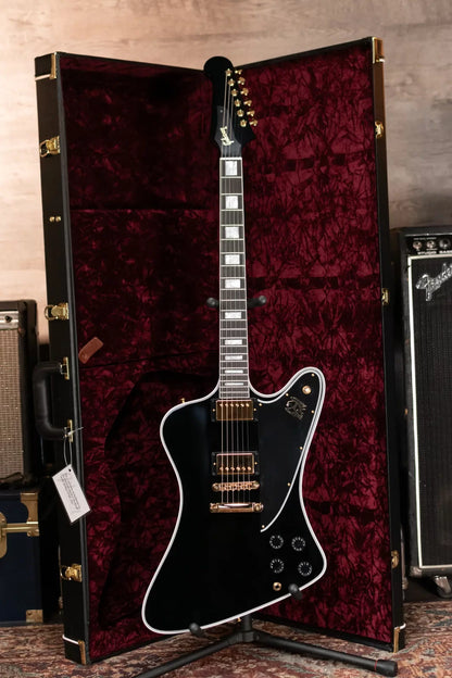 Gibson Firebird Custom Shop, Ebony Fingerboard Electric Guitar - Gloss Ebony with Hardshell Case - Floor Model