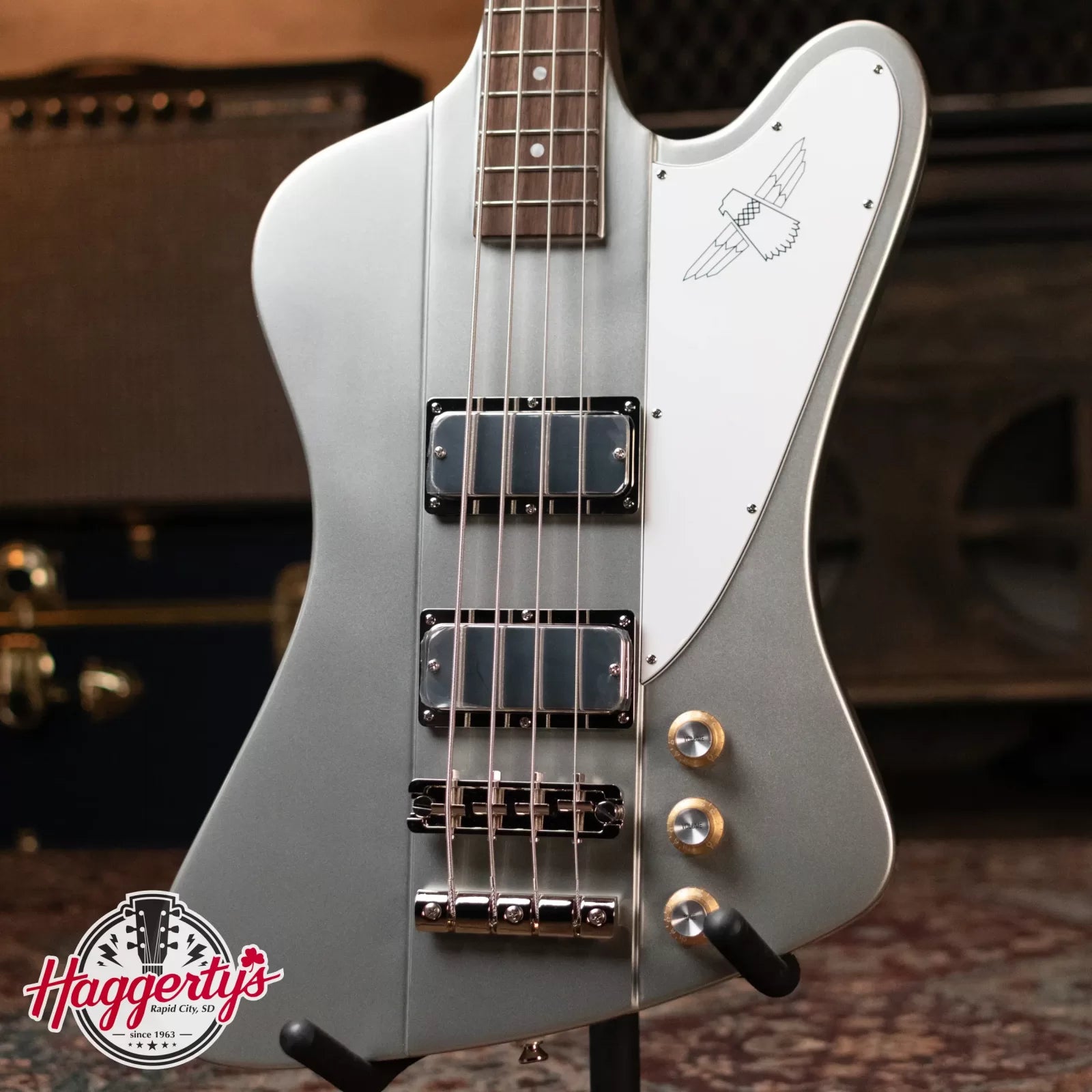 Epiphone Thunderbird '64 Electric Bass Guitar - Silver Mist with Premium Gig Bag