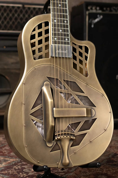 National Style 1 Baritone Tricone Resonator, Slimline Pickup - Antique Brass with Hardshell Case