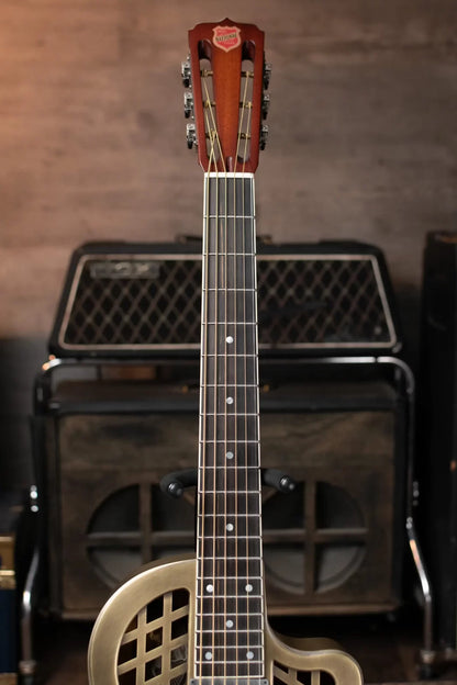 National Style 1 Baritone Tricone Resonator, Slimline Pickup - Antique Brass with Hardshell Case