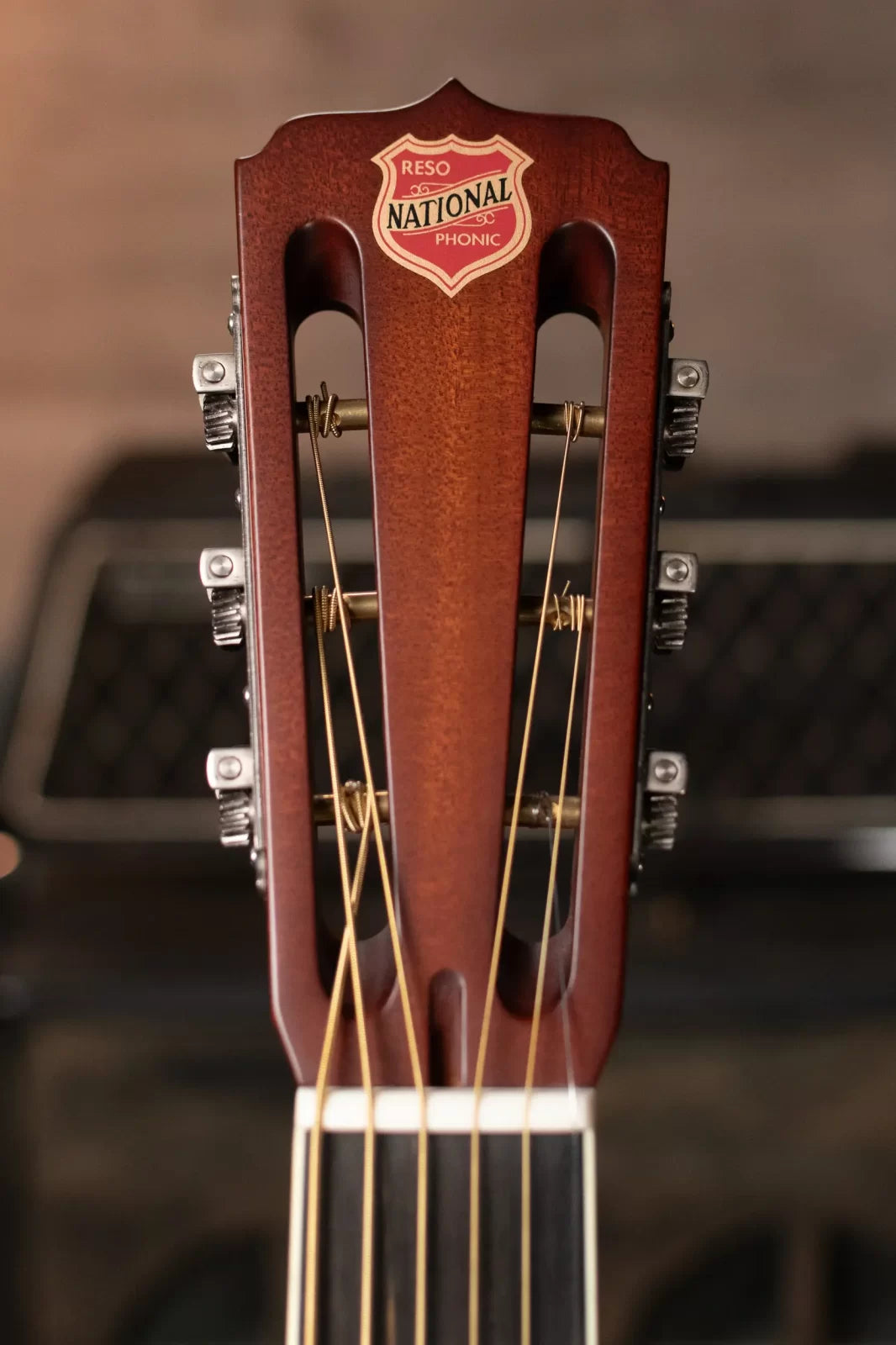 National Style 1 Baritone Tricone Resonator, Slimline Pickup - Antique Brass with Hardshell Case