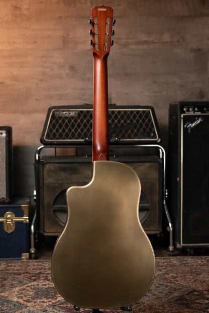 National Style 1 Baritone Tricone Resonator, Slimline Pickup - Antique Brass with Hardshell Case