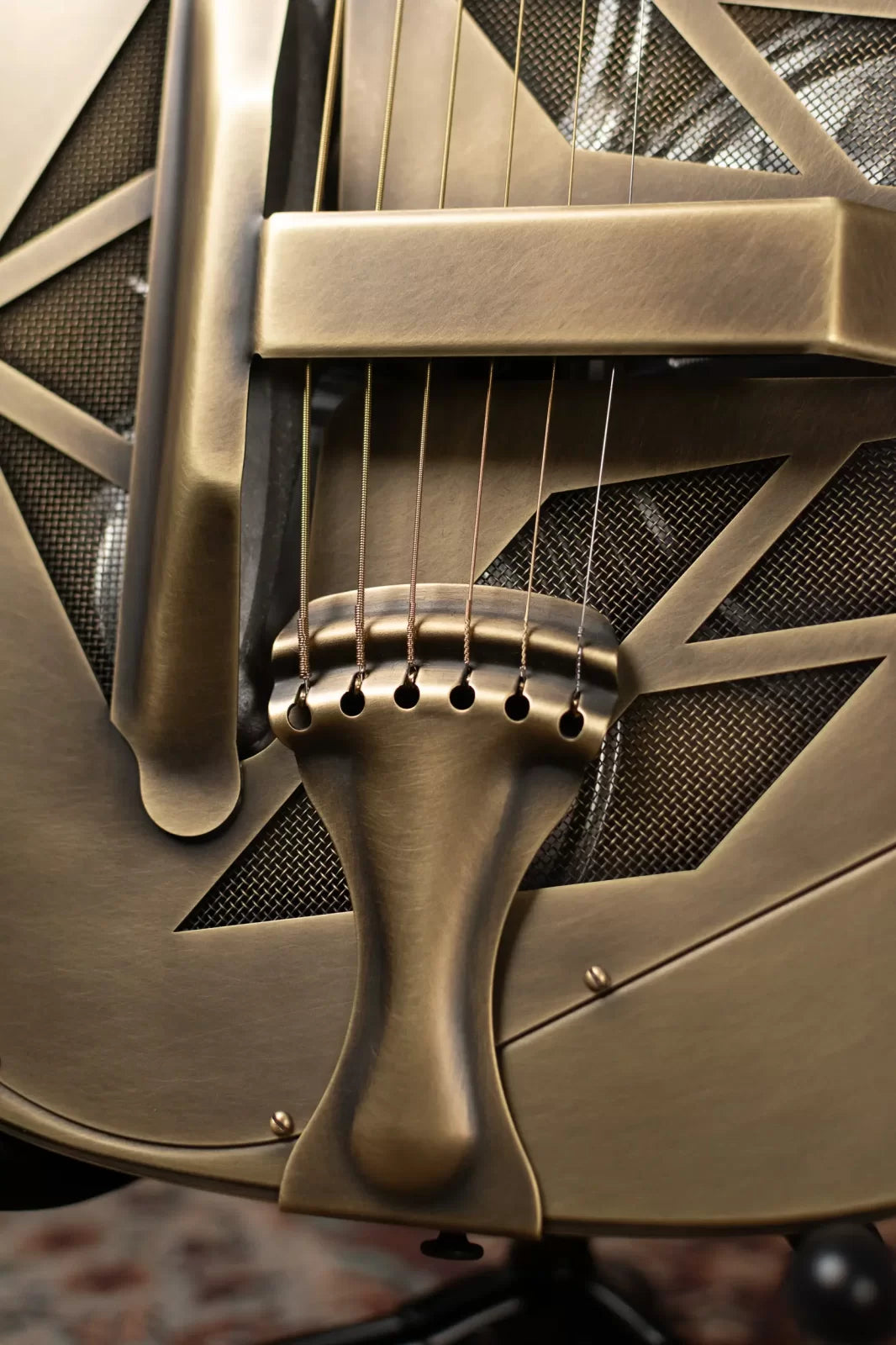 National Style 1 Baritone Tricone Resonator, Slimline Pickup - Antique Brass with Hardshell Case