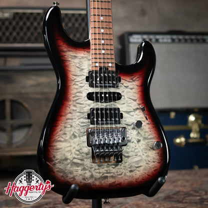Charvel MJ San Dimas Style 1 HSH FR PF QM - Midnight Glow with Hardshell Gig Bag