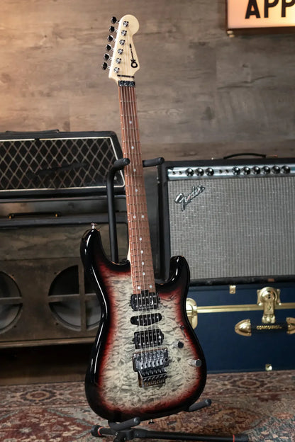 Charvel MJ San Dimas Style 1 HSH FR PF QM - Midnight Glow with Hardshell Gig Bag