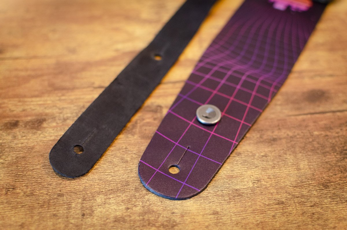 D'Addario Outrun Printed Leather Guitar Strap, Power Grid