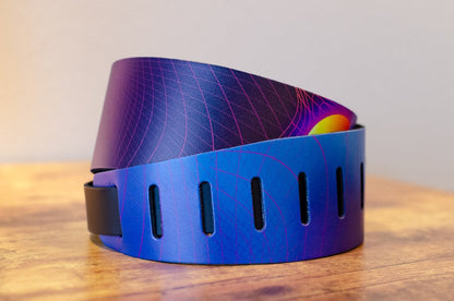new D ADDARIO OUTRUN PRINTED LEATHER GUITAR STRAP SUNSET haggertys 2