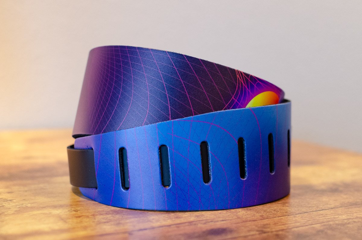D'Addario Outrun Printed Leather Guitar Strap, Sunset