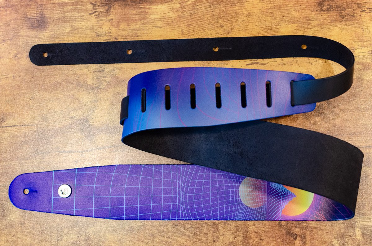 new D ADDARIO OUTRUN PRINTED LEATHER GUITAR STRAP SUNSET haggertys 6