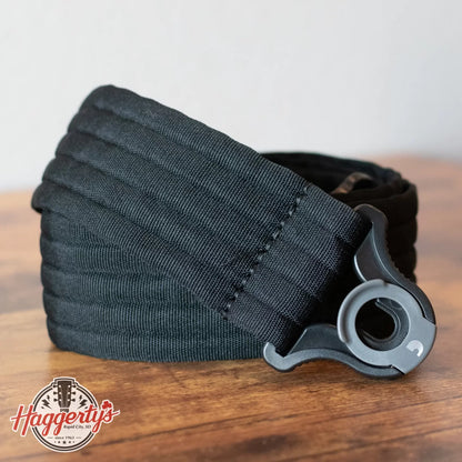 new D Addario Auto Lock Guitar Strap Black Padded Stripes haggertys 1