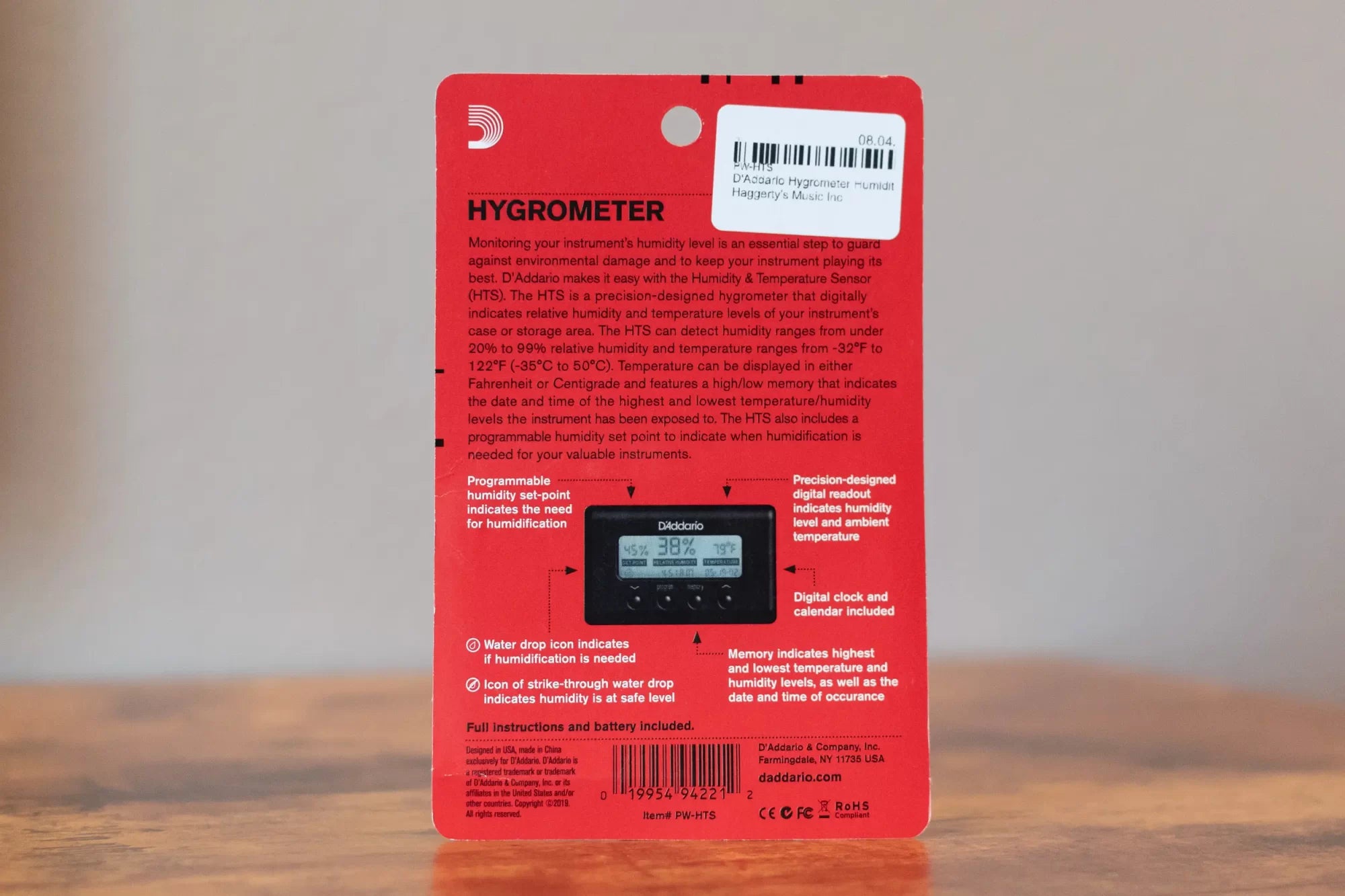 D'Addario Hygrometer Humidity And Temperature Sensor