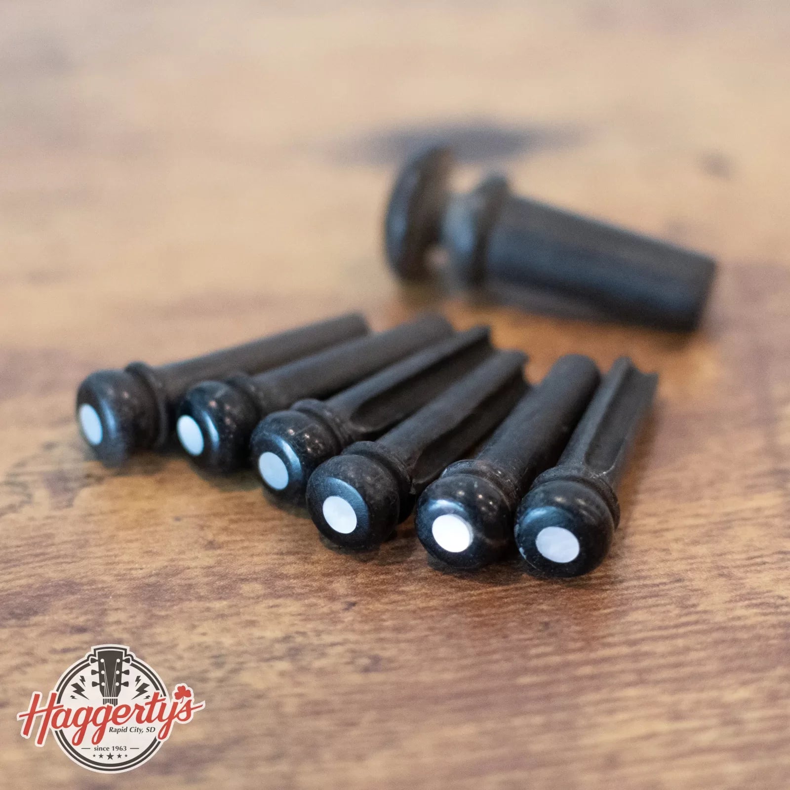 D'Addario PWPS9 Premium Grade Bridge End Pins, Ebony