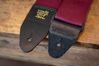 new ERNIE BALL P04047 POLYPRO GUITAR STRAP BURGUNDY haggertys 5