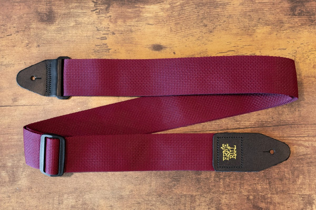 new ERNIE BALL P04047 POLYPRO GUITAR STRAP BURGUNDY haggertys 7