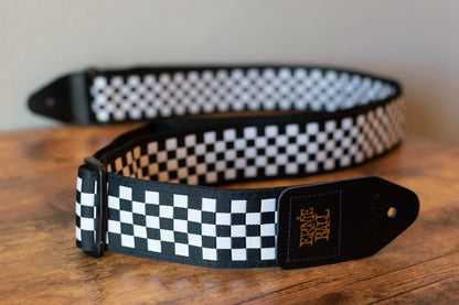 new ERNIE BALL P04149 BLACK AND WHITE CHECKERED JACQUARD STRAP haggertys 3