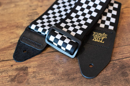 new ERNIE BALL P04149 BLACK AND WHITE CHECKERED JACQUARD STRAP haggertys 4