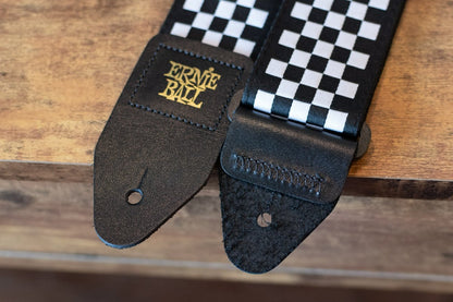 new ERNIE BALL P04149 BLACK AND WHITE CHECKERED JACQUARD STRAP haggertys 5