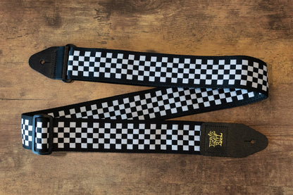 new ERNIE BALL P04149 BLACK AND WHITE CHECKERED JACQUARD STRAP haggertys 7
