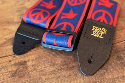 Ernie Ball P04698 Red and Blue Peace Love Dove Jacquard Guitar Strap