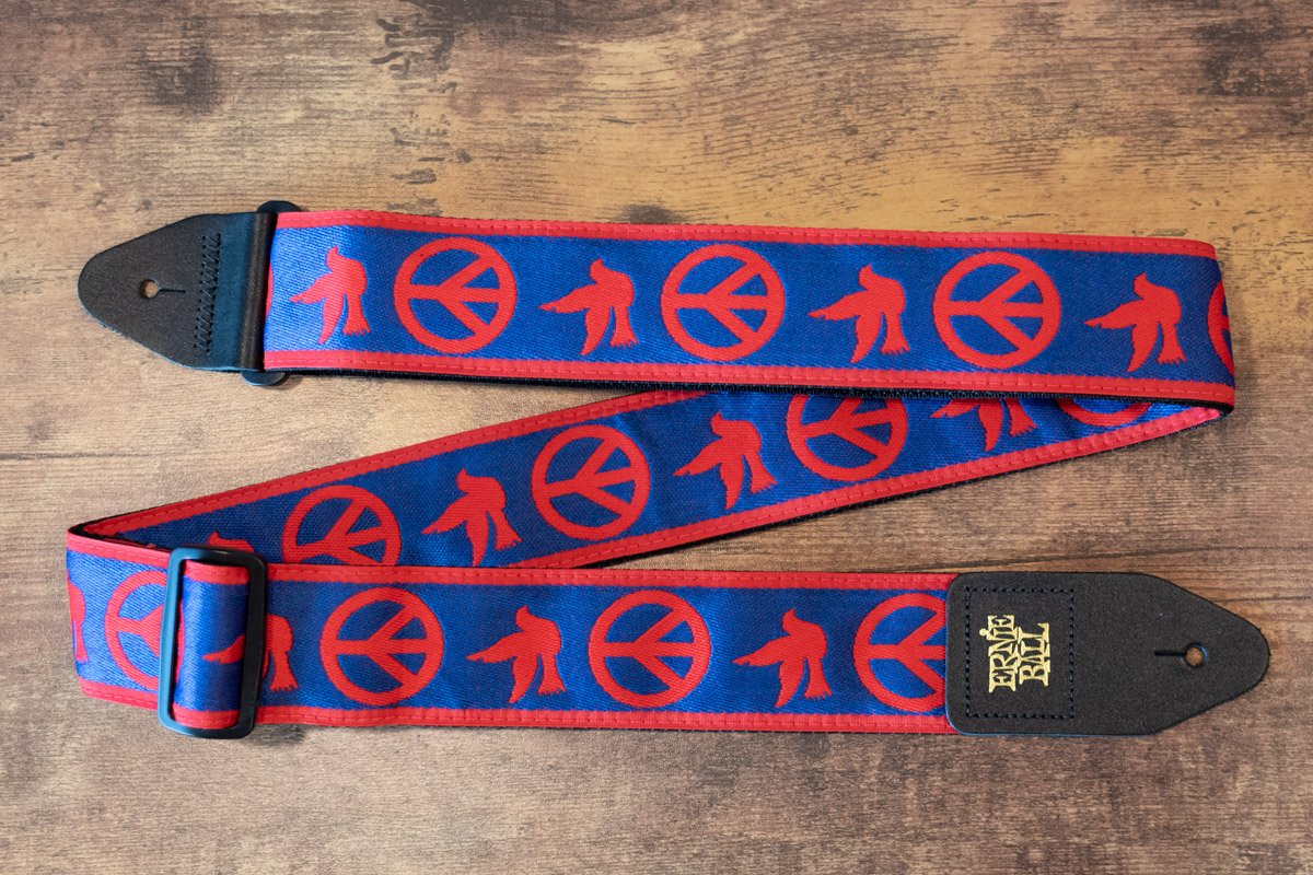 Ernie Ball P04698 Red and Blue Peace Love Dove Jacquard Guitar Strap