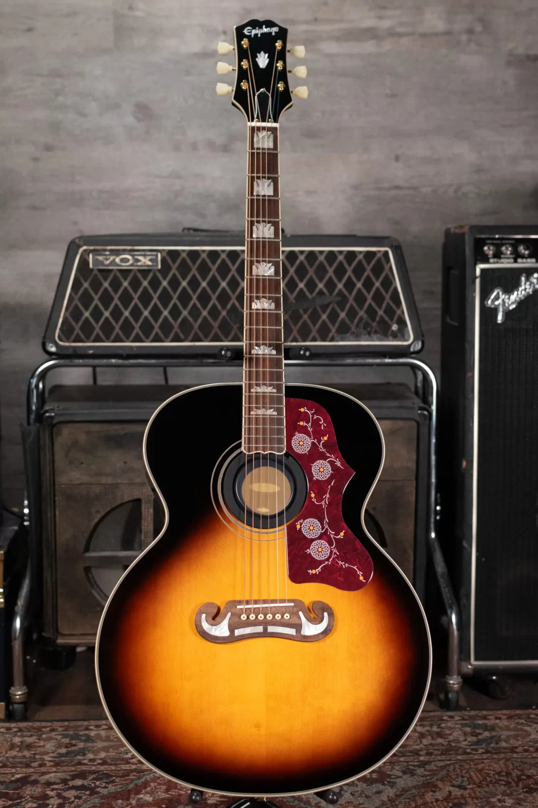 (RTO) - Epiphone J-200 (All Solid Wood; Fishman Sonitone) -  Aged Vintage Sunburst Gloss