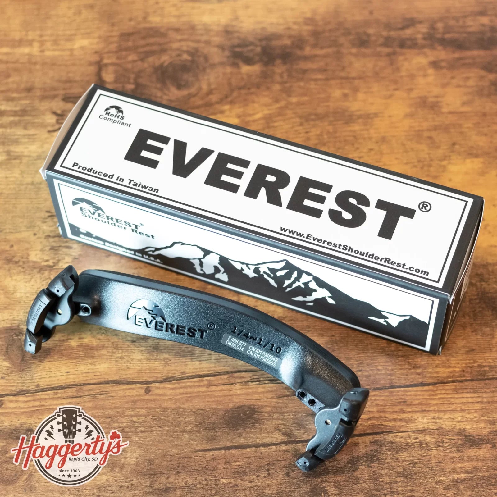 Everest Violin/Viola Shoulder Rest, Matte Black - 1/10-1/4