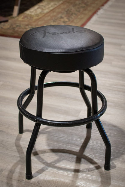 Fender Embossed Black Logo Barstool, Black/Black, 24" - Floor Model