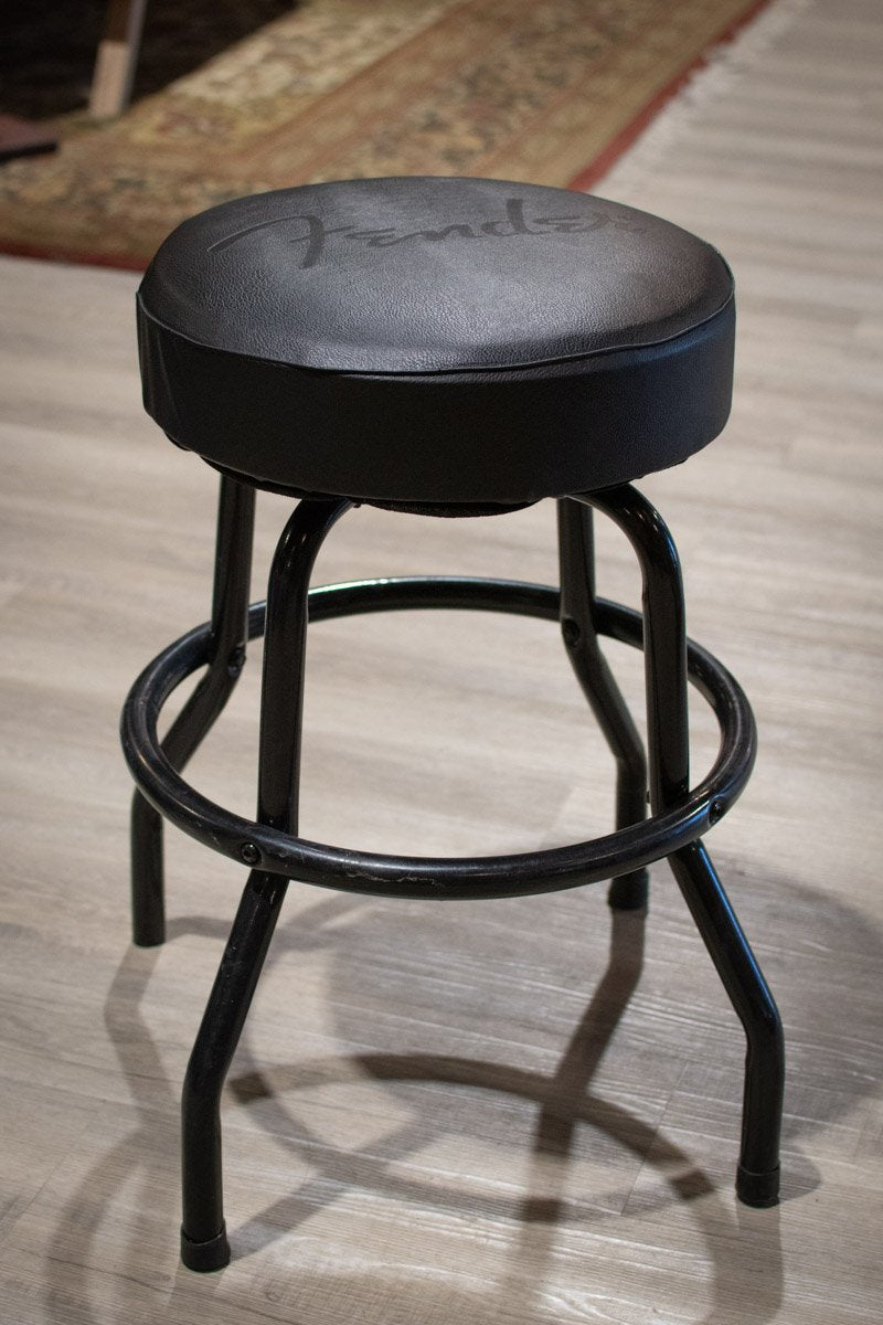 Fender Embossed Black Logo Barstool, Black/Black, 24" - Floor Model