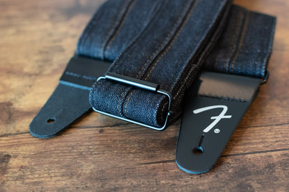 Fender X Wrangler Denim Strap, Washed Black Stitch