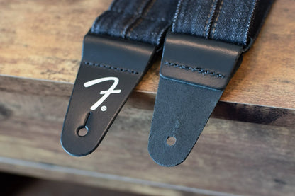 Fender X Wrangler Denim Strap, Washed Black Stitch