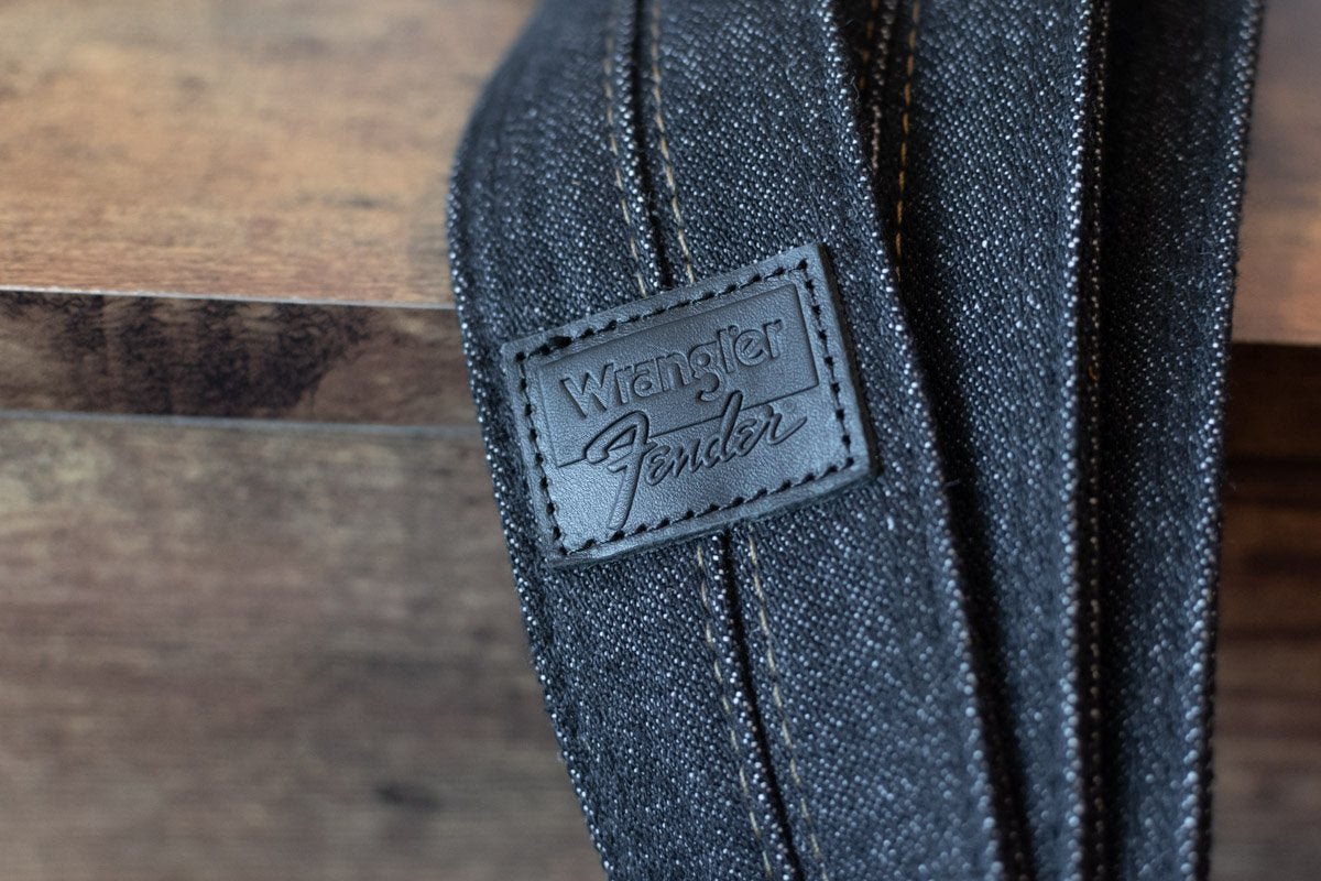 Fender X Wrangler Denim Strap, Washed Black Stitch