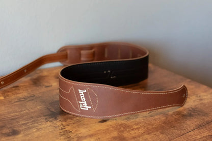 new Gibson Classic Leather Guitar Strap Brown haggertys 3