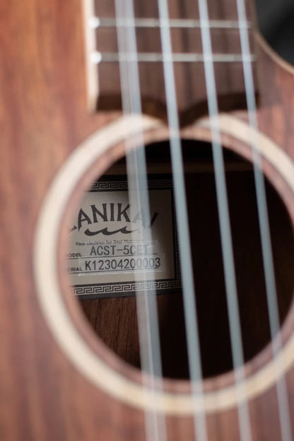 Lanikai ACST-5CET Acacia Solid Top 5-String Tenor Ukulele w/Electronics & Gig Bag