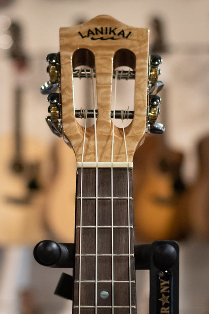 Lanikai QM-NACEC Quilted Maple Natural Concert Ukulele Cutaway with Electronics
