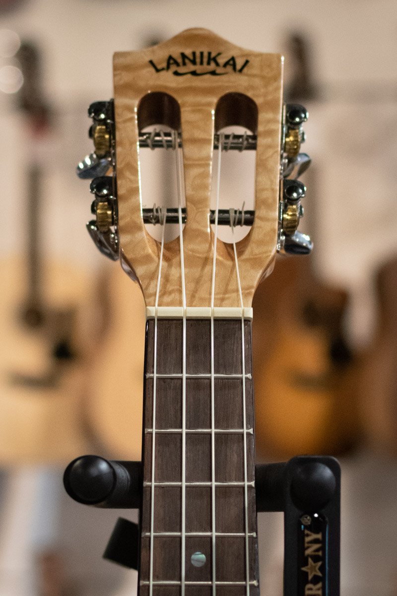 Lanikai QM-NACEC Quilted Maple Natural Concert Ukulele Cutaway with Electronics