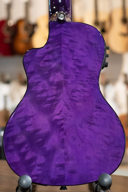 Lanikai QM-PUCEC Quilted Maple Purple Concert Ukulele Cutaway with Electronics