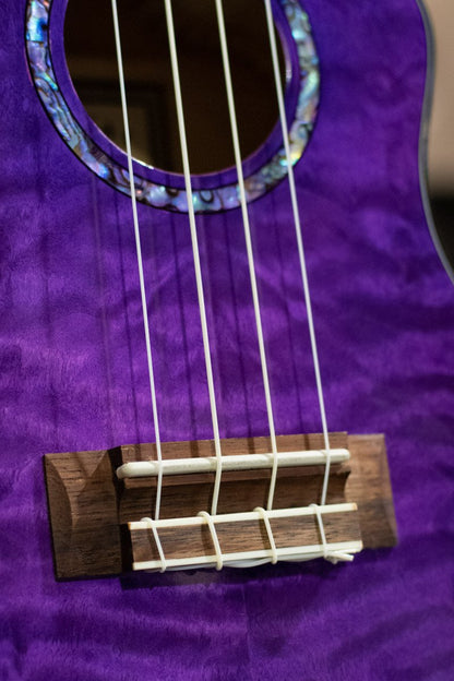 Lanikai QM-PUCEC Quilted Maple Purple Concert Ukulele Cutaway with Electronics