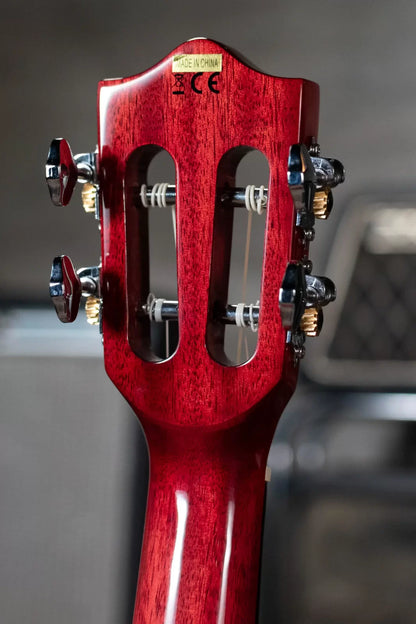 Lanikai QM-RDCET Quilted Maple Red Tenor Ukulele Cutaway w/Electronics & Gig Bag