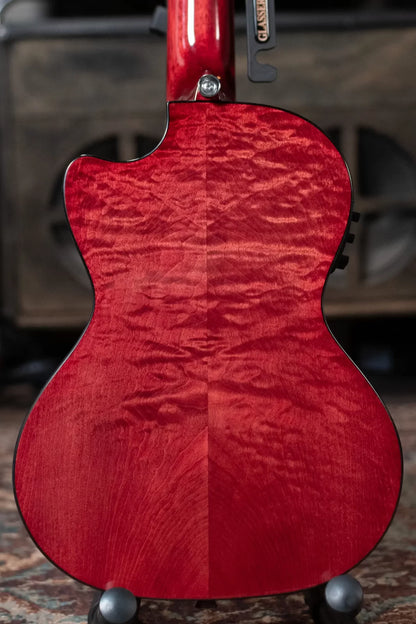 Lanikai QM-RDCET Quilted Maple Red Tenor Ukulele Cutaway w/Electronics & Gig Bag
