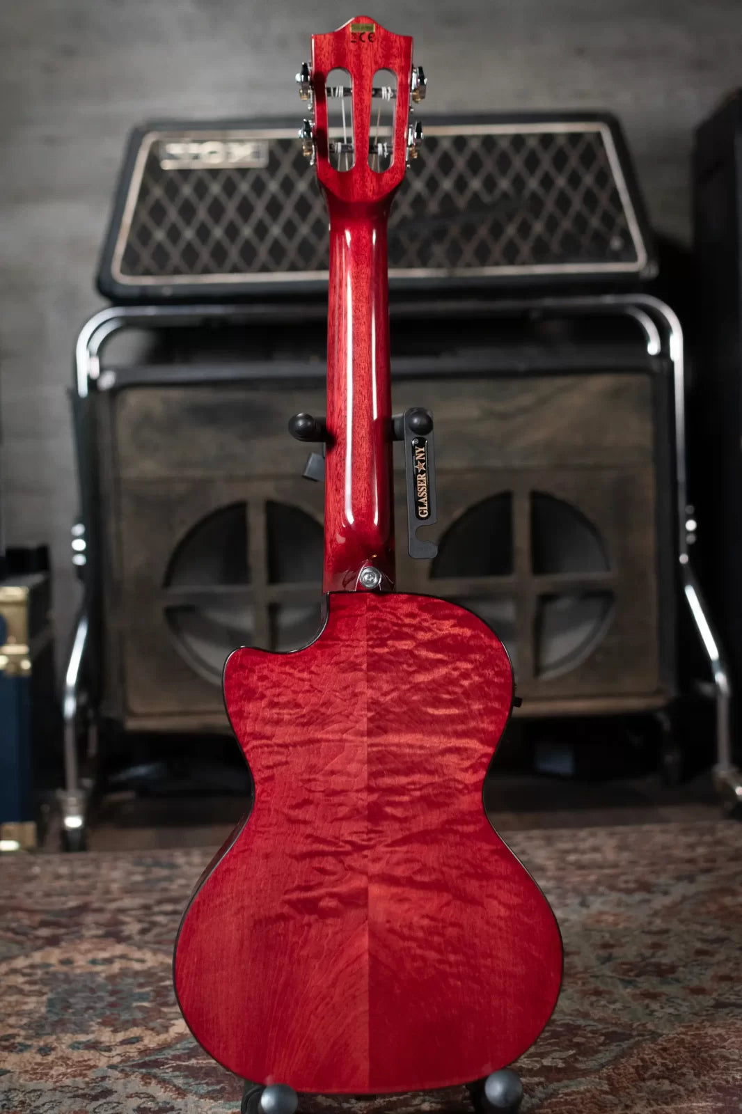 Lanikai QM-RDCET Quilted Maple Red Tenor Ukulele Cutaway w/Electronics & Gig Bag