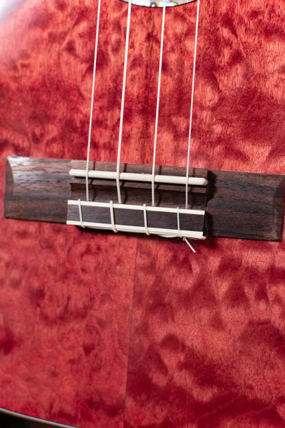 Lanikai QM-RDCET Quilted Maple Red Tenor Ukulele Cutaway w/Electronics & Gig Bag