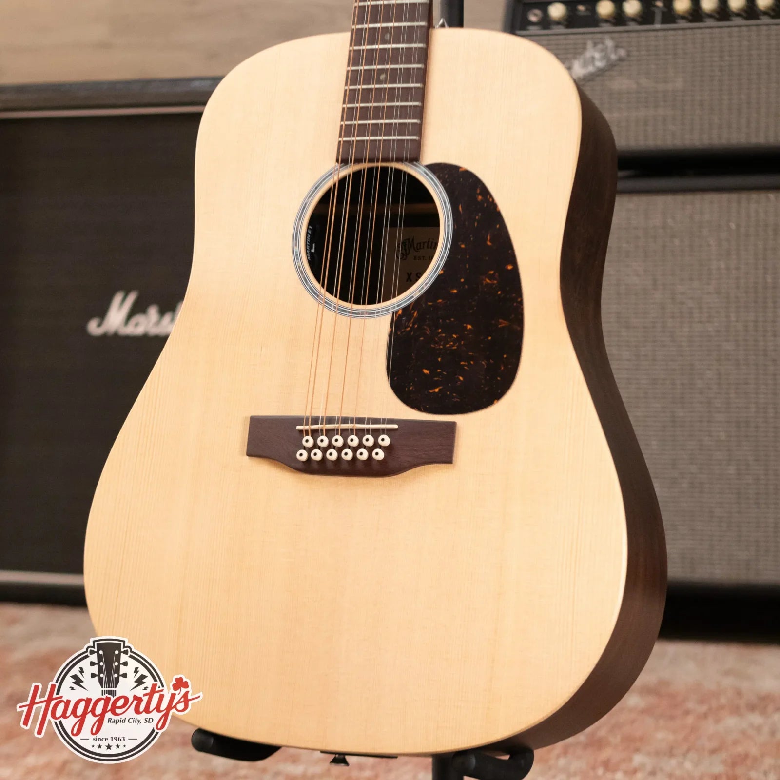 Martin D-X2E Brazilian 12 String Acoustic Guitar with Softshell Case