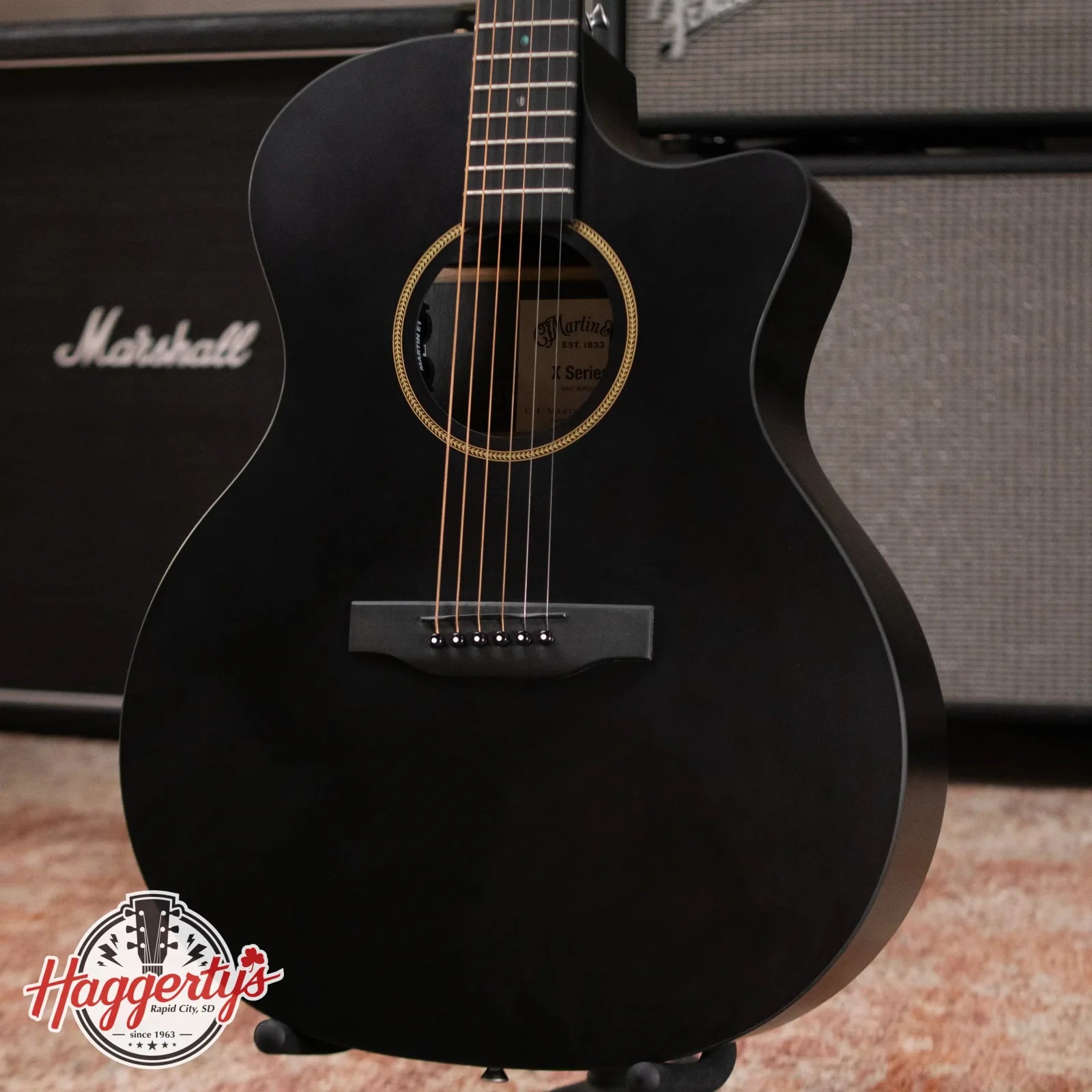 Martin GPC-X1E Grand Performance Acoustic/Electric Guitar - Black with Gig Bag