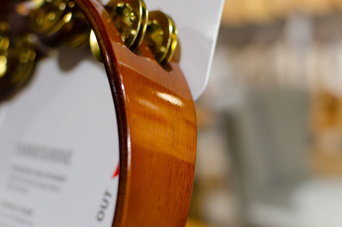 Meinl African Brown Wood Tambourine Brass Jingles