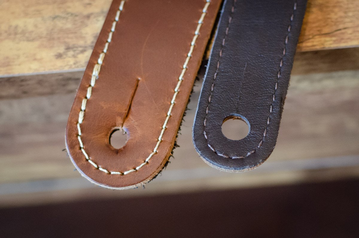 Taylor Century 2.5" Leather Guitar Strap, Medium Brown/Butterscotch/Black