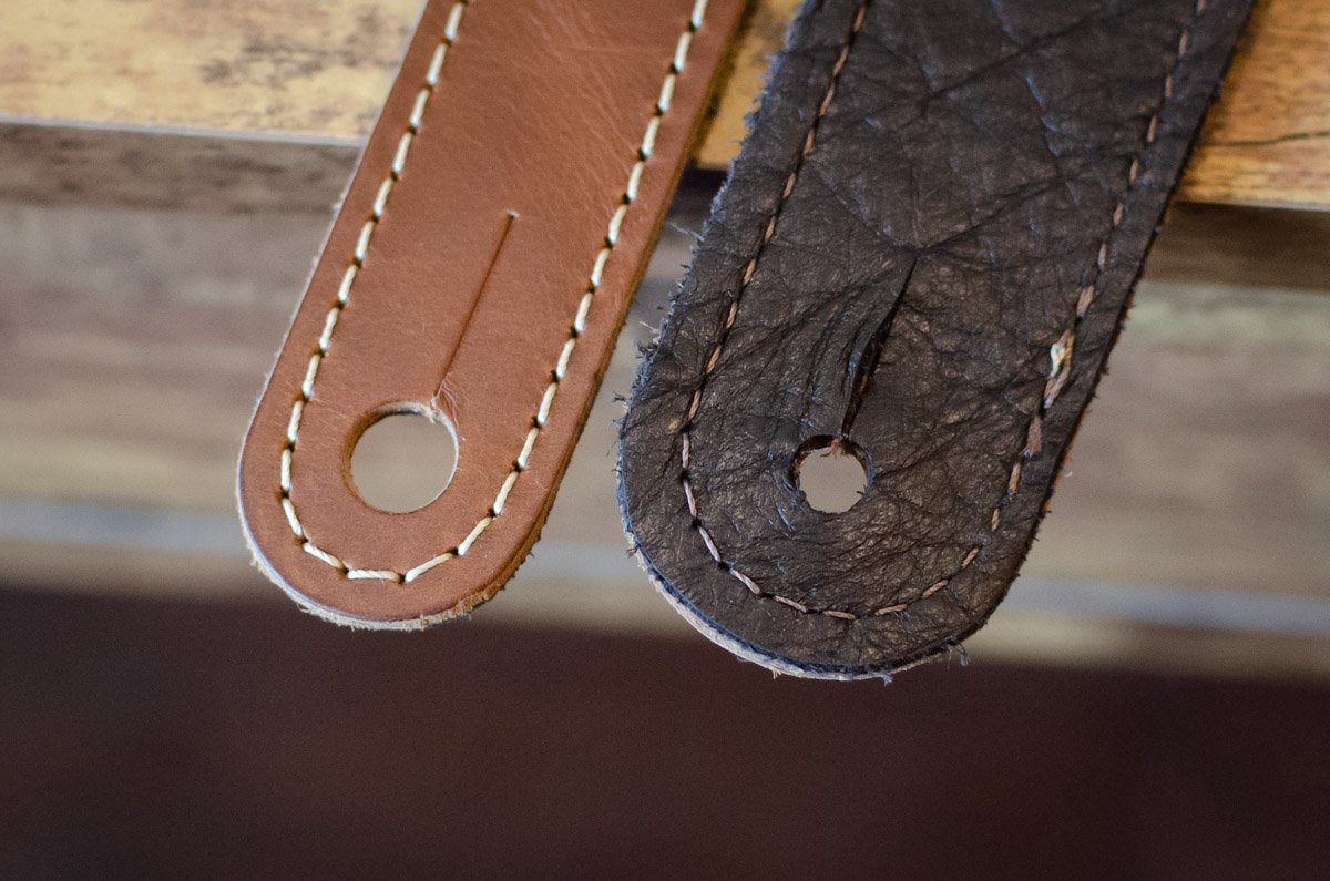Taylor Century 2.5" Leather Guitar Strap, Medium Brown/Butterscotch/Black