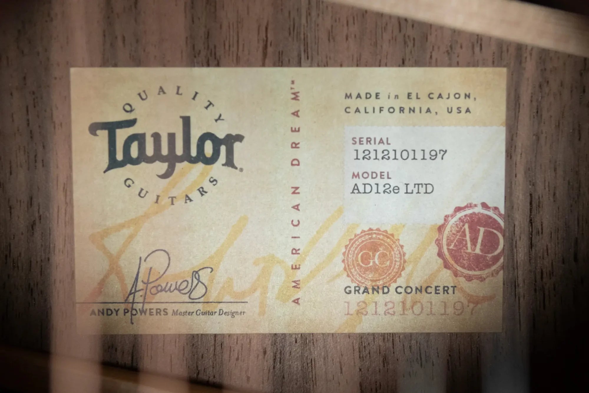 Taylor AD12e-SB Grand Concert Acoustic/Electric - Tobacco Sunburst with Aerocase - Factory Demo